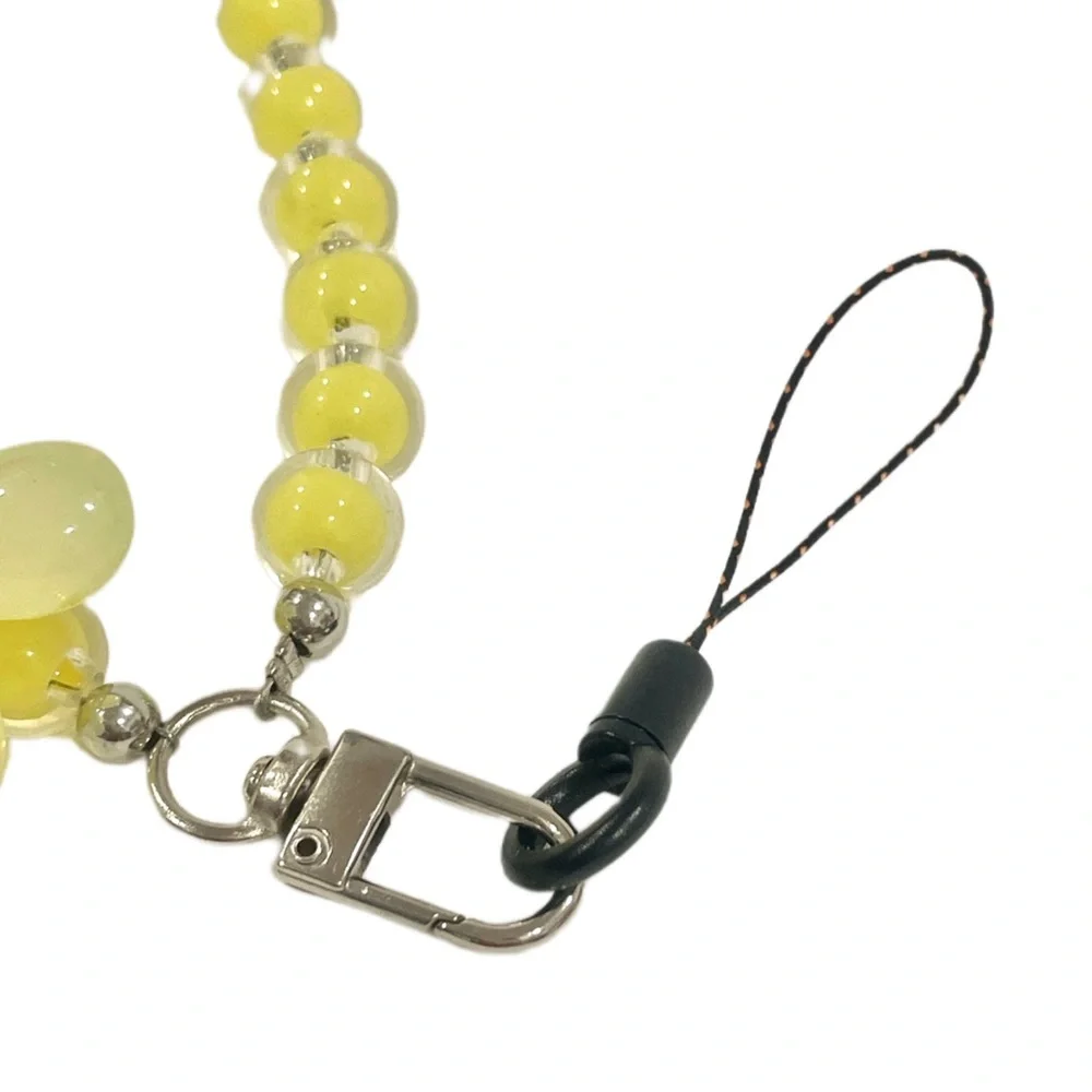 🎁 Kawaii Universal Flower Mobile Phone Wrist Lanyard Solid Makaron Beaded Chain